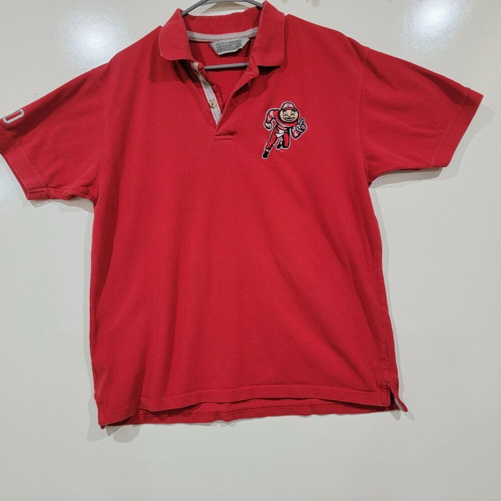The Ohio State University Mens Large Polo 100% Cotton Brutus EST 1870 Spell Out
